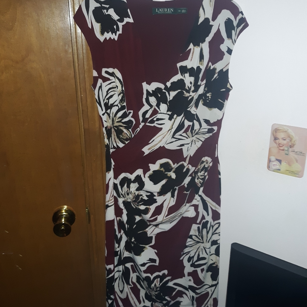 Like new Ralph Lauren maroon floral dress